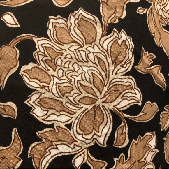 White Stag floral  shirt vintage button down short sleeve blouse SZ L black gold - Picture 4 of 6